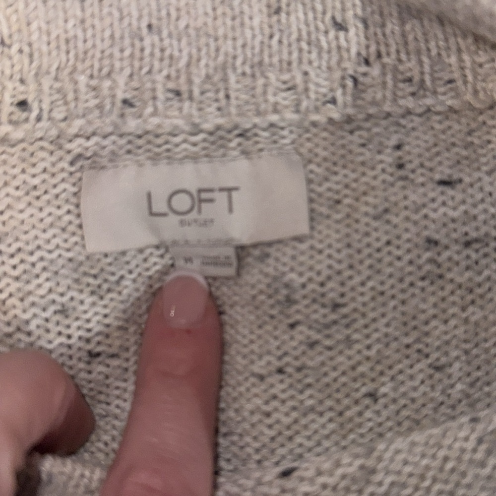Tan with Black Flecks Bell Sleeve Sweater by Loft Size Medium - Picture 6 of 8